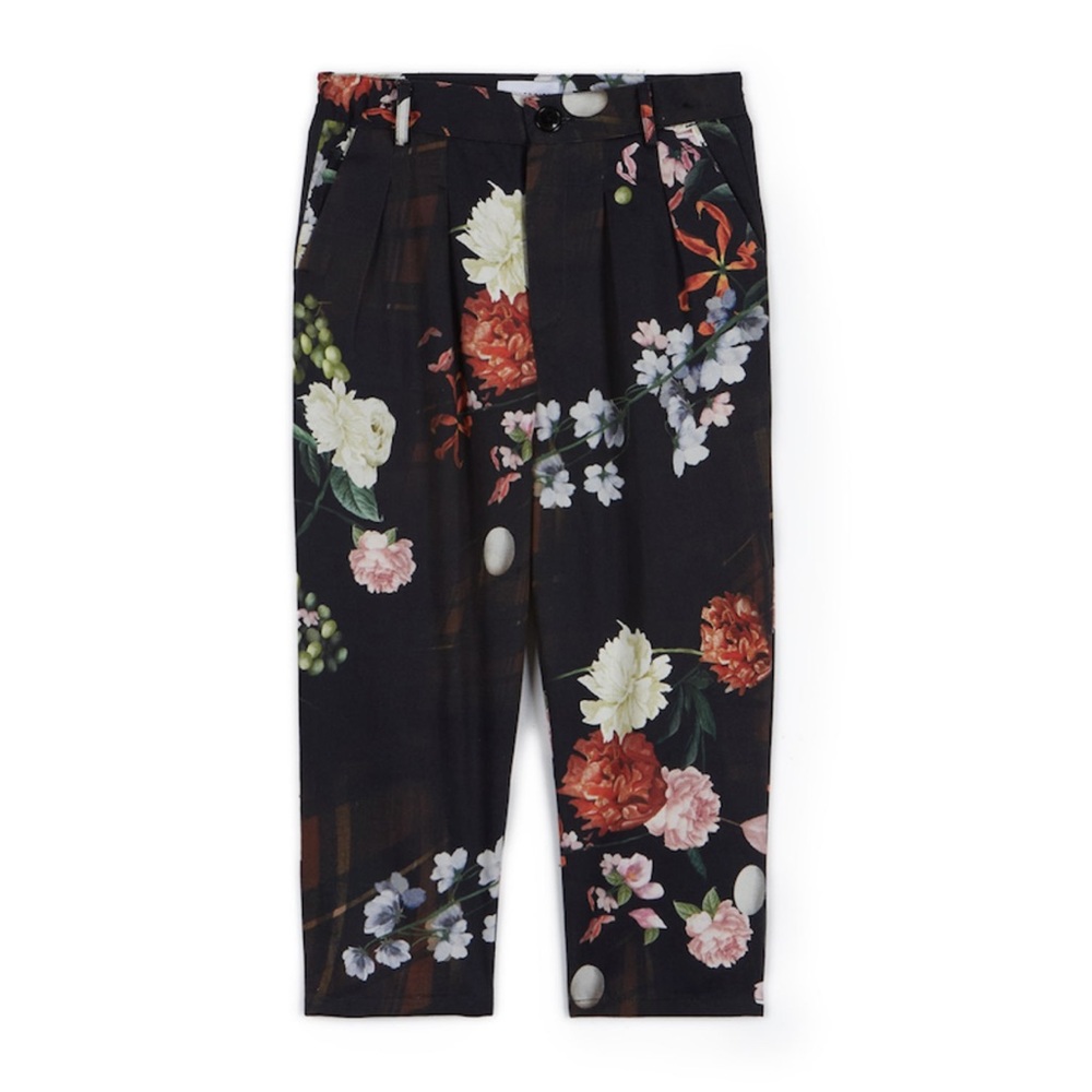 Wolf & Rita Kids’ Andre Black Winter Floral Print Trouser Pant—2T
